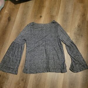 Stillwater Black/Gray Knit Top With Bell Sleeve